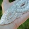 7.5" x 2" Silver Rhinestone Beaded Applique Patch for Wedding Gown Headpiece DIY